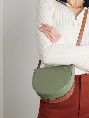 Loewe Olive Green and Tan Gate Small Leather Crossbody Bag